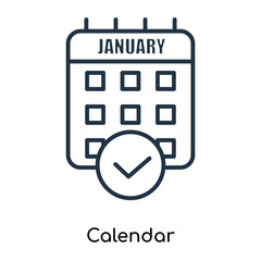 Canvas Print - Calendar icon vector isolated on white background, Calendar sign , thin symbols or lined elements in outline style