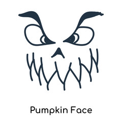 Wall Mural - Pumpkin Face icon vector isolated on white background, Pumpkin Face sign , illustration with thin symbols or lined elements in outline style