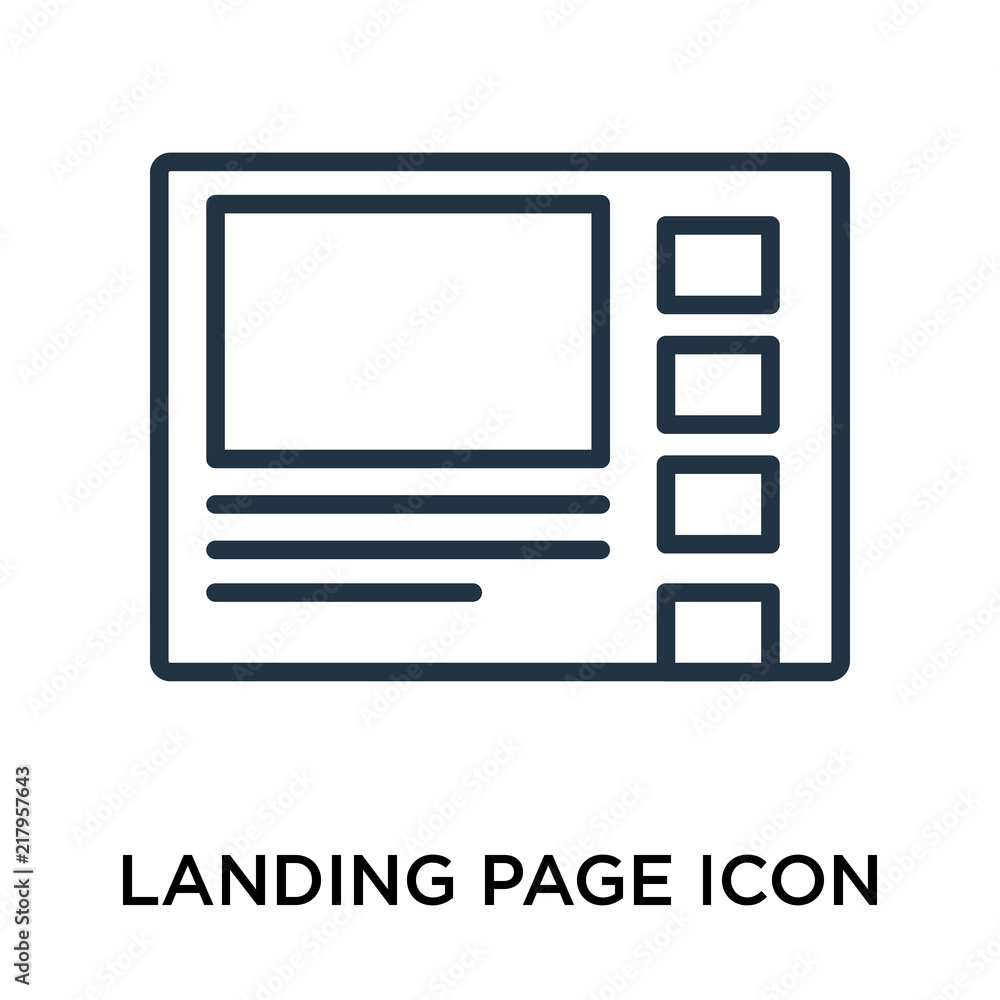 Landing page icon vector isolated on white background, Landing page sign ,  thin symbol or stroke element design in outline style Stock Vector | Adobe  Stock, image size:1000x1000