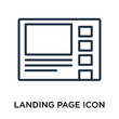 Landing page icon vector isolated on white background, Landing page sign , thin symbol or stroke element design in outline style