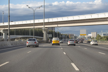 Sticker - traffic on the highway in the center of the metropolis