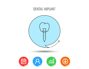 Wall Mural - Dental implant icon. Oral prosthesis sign.