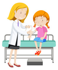 Wall Mural - Doctor helping young girl with broken arm