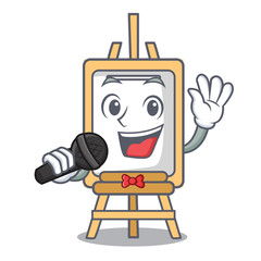 Wall Mural - Singing easel mascot cartoon style