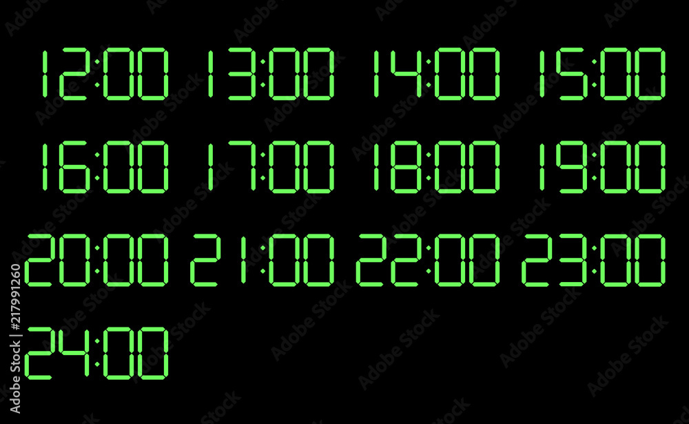 デジタル時計12時 24時 背景ブラック緑文字 1時間ごと Webデザイン Uiデザイン グラフィック素材 Stock Gamesageddon デジタル時計12時 24時 背景ブラック緑文字 1時間ごと Webデザイン Uiデザイン グラフィック素材 Stock Gamesageddon