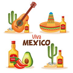 Canvas Print - delicious mexican food icons