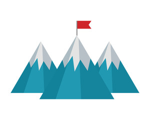 Sticker - mountains with flag isolated icon