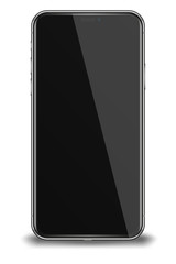 Wall Mural - Smart phone with black screen isolated on white background.