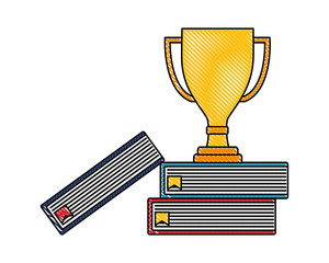 Poster - trophy award winner on books top color drawing