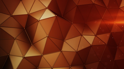 Wall Mural - Futuristic red construction with lines and low poly shape 3D illustration