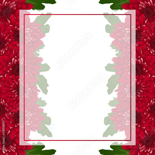 Red Mum, Chrysanthemum Flower Banner Card Border Stock Vector | Adobe Stock