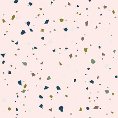 Poster - Terrazzo flooring textured surface modern abstract pattern. Vector seamless abstract repeat with chips of marble or granite in soft pastel  colors.