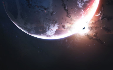 Wall Mural - deep space planets, awesome science fiction wallpaper, cosmic landscape. elements of this image furn