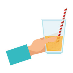 Canvas Print - hand with fresh beverage in glass