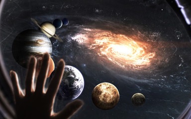 Wall Mural - solar system planets and milky way, awesome science fiction wallpaper. elements of this image furnis