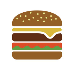 Sticker - color illustration icon / hamburger, junk food