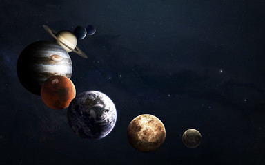 Wall Mural - solar system planets, awesome science fiction wallpaper. elements of this image furnished by nasa