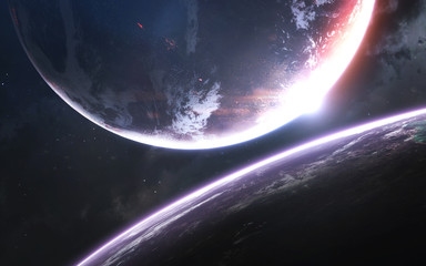 Wall Mural - deep space planets, awesome science fiction wallpaper, cosmic landscape. elements of this image furn