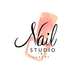 Sticker - Nail studio luxury logo, design element for nail bar, manicure saloon, manicurist technician vector Illustration on a white background