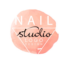 Sticker - Nail studio logo, design element for nail bar, manicure saloon, manicurist technician vector Illustration on a white background