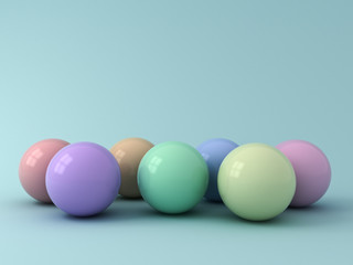 Aufkleber - Abstract colorful 3d spheres on cyan pastel color background with window reflections and shadows 3D rendering