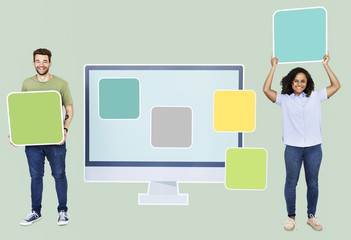 Wall Mural - people with web template icons