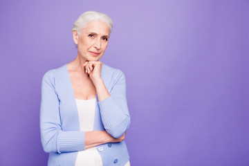 Poster - Gray haired happy beautiful smiling old lady thinking about life