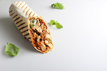 shaurma kebab on a light background