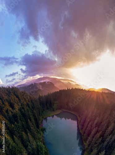 Beautiful Aerial View Of The Mountains And The Blue Lake