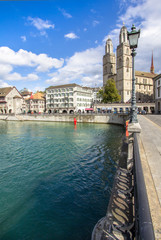 Limmat and Grossmuenster, Zurich