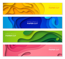 Wall Mural - banners in paper cut style