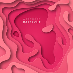 Wall Mural - pink paper cut background