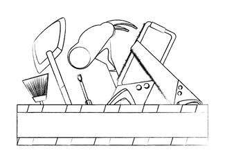 hammer and construction tools over white background, vector illustration