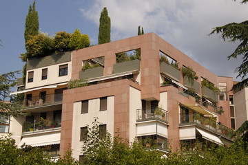 Canvas Print - Terrasse sur le toit d'un immeuble moderne à Toulouse, Haute Garonne