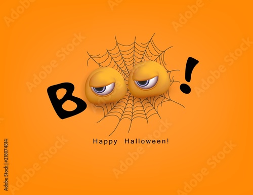 Fotografia, Obraz Halloween Festive design Boo with 3d funny eyes Vector