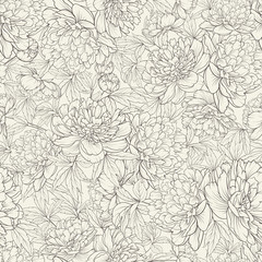 Wall Mural - Seamless floral pattern with Peony. Vector illustration.