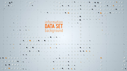 Wall Mural - Vector abstract data sorting visualization background. Big data. Sorted data as tiny spheres. Information analytics concept. Filtering machine algorithms. Vector technology background. Trendy cover.