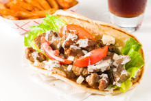 Gyro Sandwich With Fries And Soda