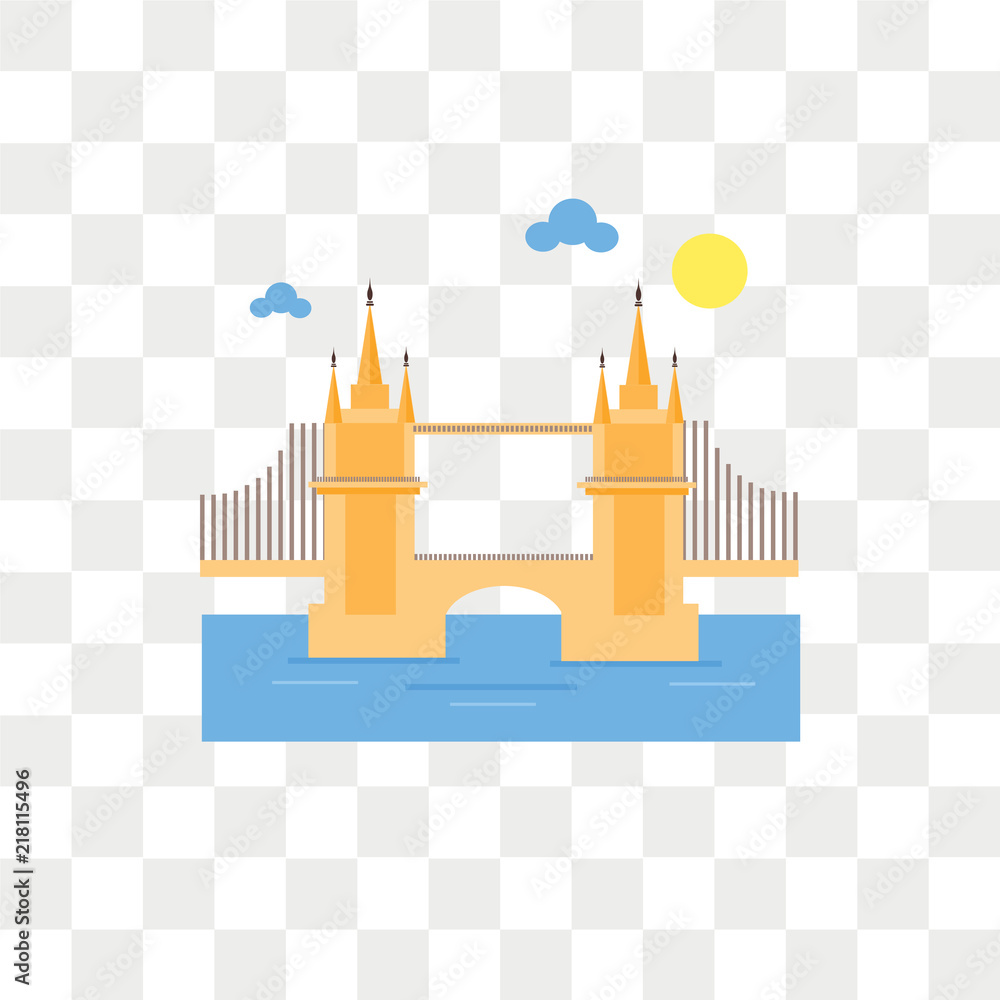 Tower bridge vector icon isolated on transparent background, Tower bridge logo design