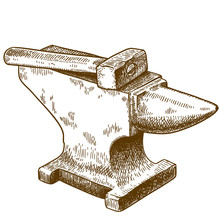 Engraving  Illustration Of Anvil And Hammer