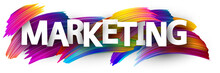 Marketing Sign With Colorful Brush Strokes.