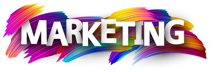 marketing sign with colorful brush strokes.