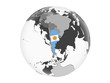© harvepino - Argentina with flag on globe isolated