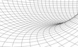 Tunnel or wormhole. Vector abstract background. 3D tunnel grid. Futuristic perspective grid background texture.