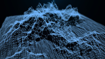 Wall Mural - big data visualization. sound wave. 3d rendering. data array visual concept. equalizer for music. fu