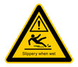 wso354 WarnSchildOrange - nwso354 NewWarnSchildOrange - german - Warnzeichen - Warnung / Rutschgefahr bei Nässe - english text: warning sign - caution slippery when wet - triangular yellow - xxl e6497