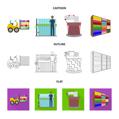 Wall Mural - Equipment, machine, forklift and other web icon in cartoon,outline,flat style.Textiles, industry, tissue, icons in set collection.