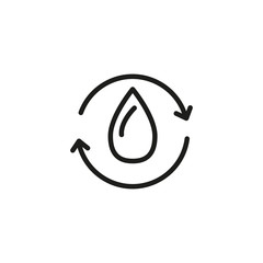 Sticker - Water drop with recycling symbol line icon. Renewable, cycle, process. Environment concept. Vector illustration can be used for topics like water conservation, weather, ecology