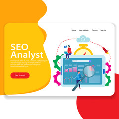 Wall Mural - seo analyst web landing page illustration