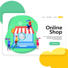 Wall Mural - online shop landing page illustration web template